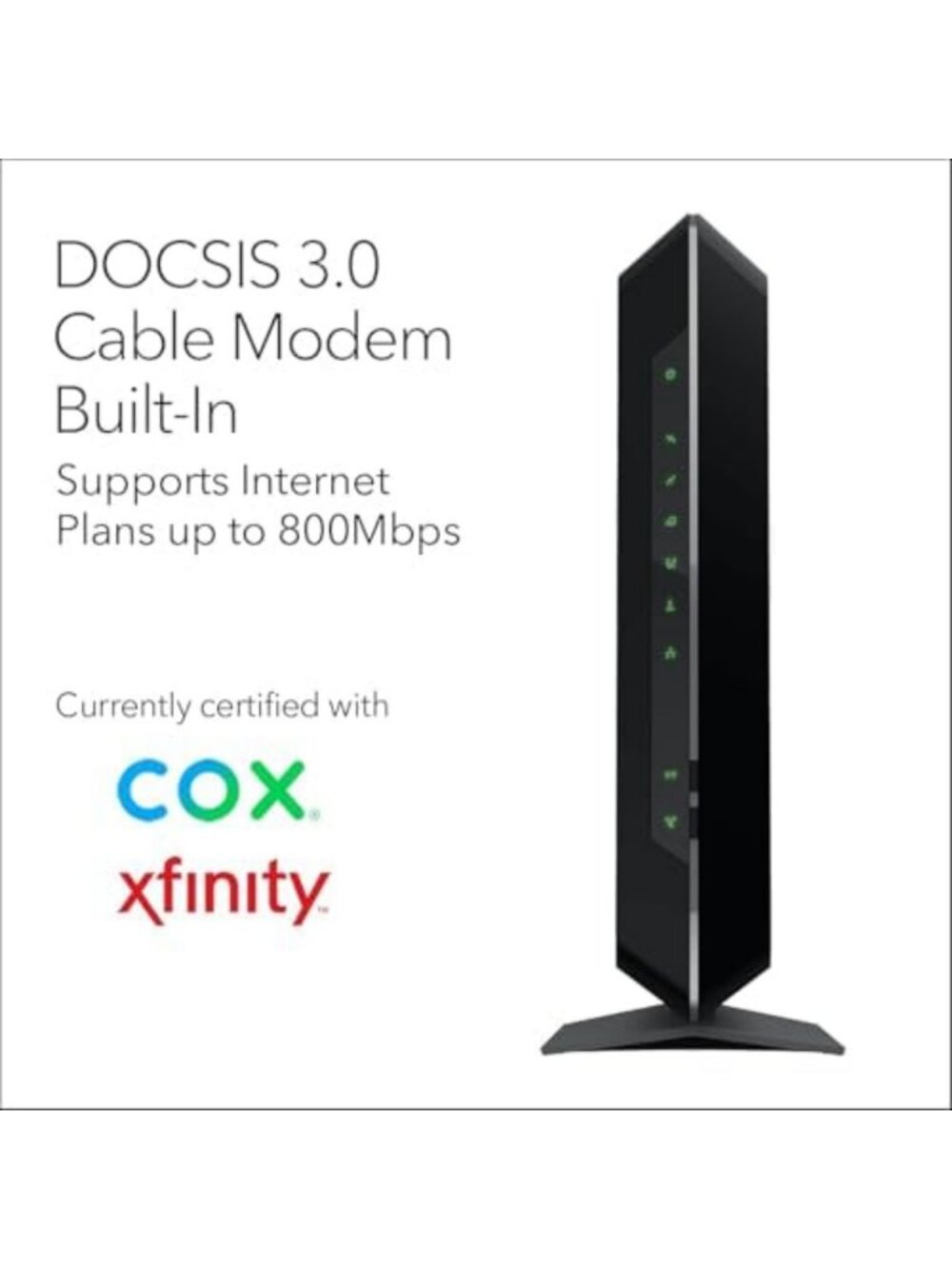 High-Speed WiFi Cable Modem Router Combo, DOCSIS 3.0, Compatible with Xfinity - Picture 4 of 5
